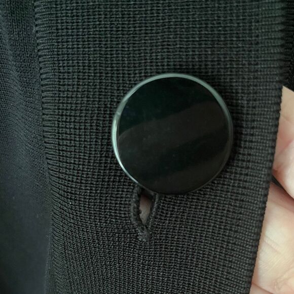 Exclusively Misook Elegant Black Button-Up Shawl Collar Long Cardigan /Jacket - Picture 4 of 11